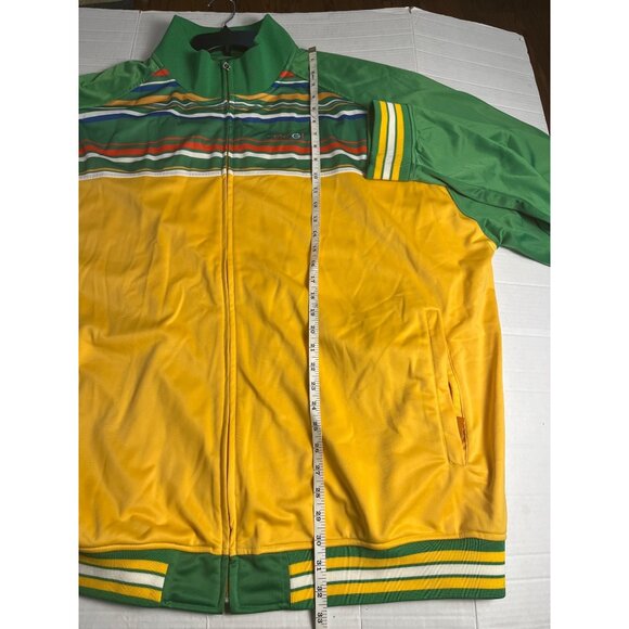 Vintage Coogi Mens 5XL Track Jacket Green & Yellow Striped Full-Zip retro - Picture 13 of 16